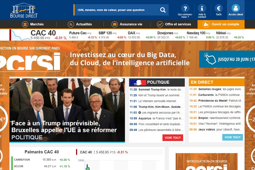 Bourse Direct, cotation et actualités boursières