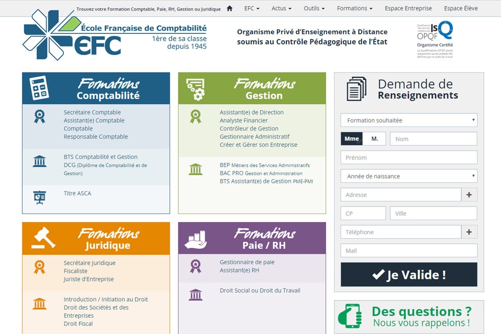 EFC, formation en comptabilité