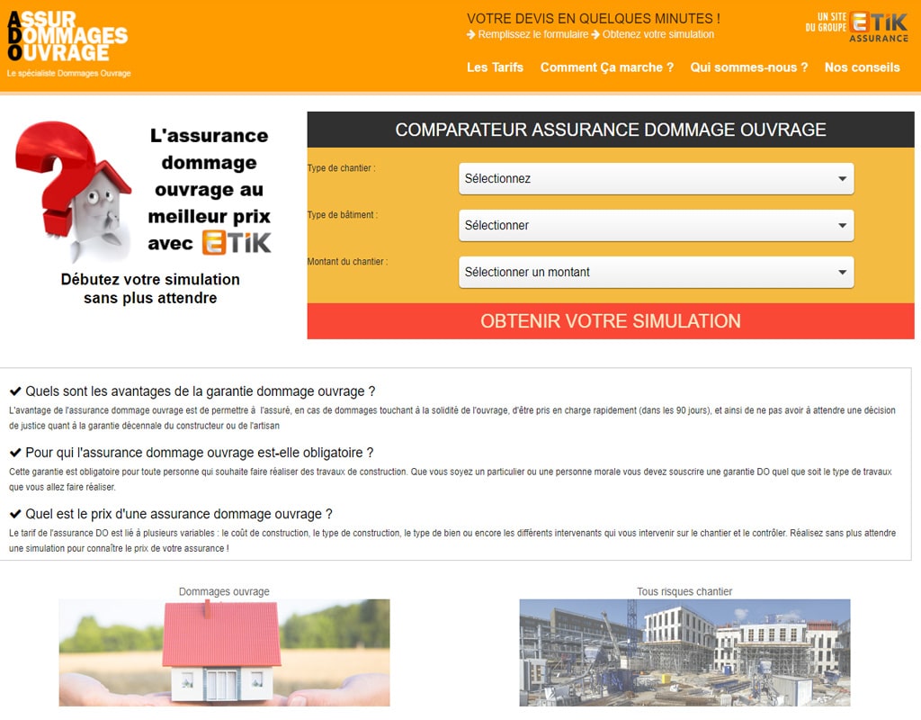 Etik Assurance, assurance dommage ouvrage
