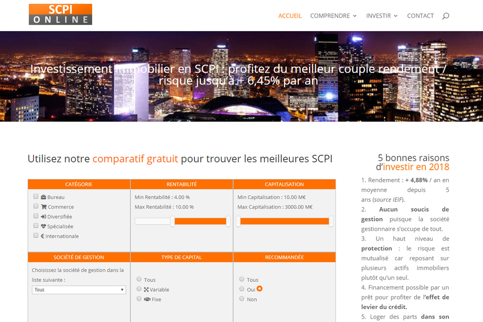SCPI-online, gestion de patrimoine